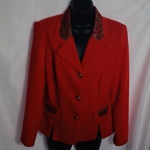 Pablo Collection Vtg red black green geo print button front jacket size 12P